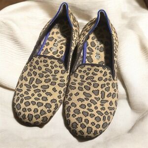 Rothy's Girls Size 3 Leopard Print Loafers Slip-On Washable Shoes Comfort Fit
